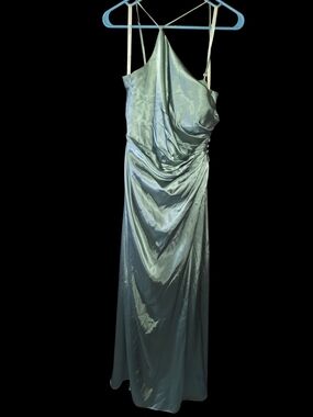 4/8/45. Galina Signature Satin Evening Dress in Seafoam Green